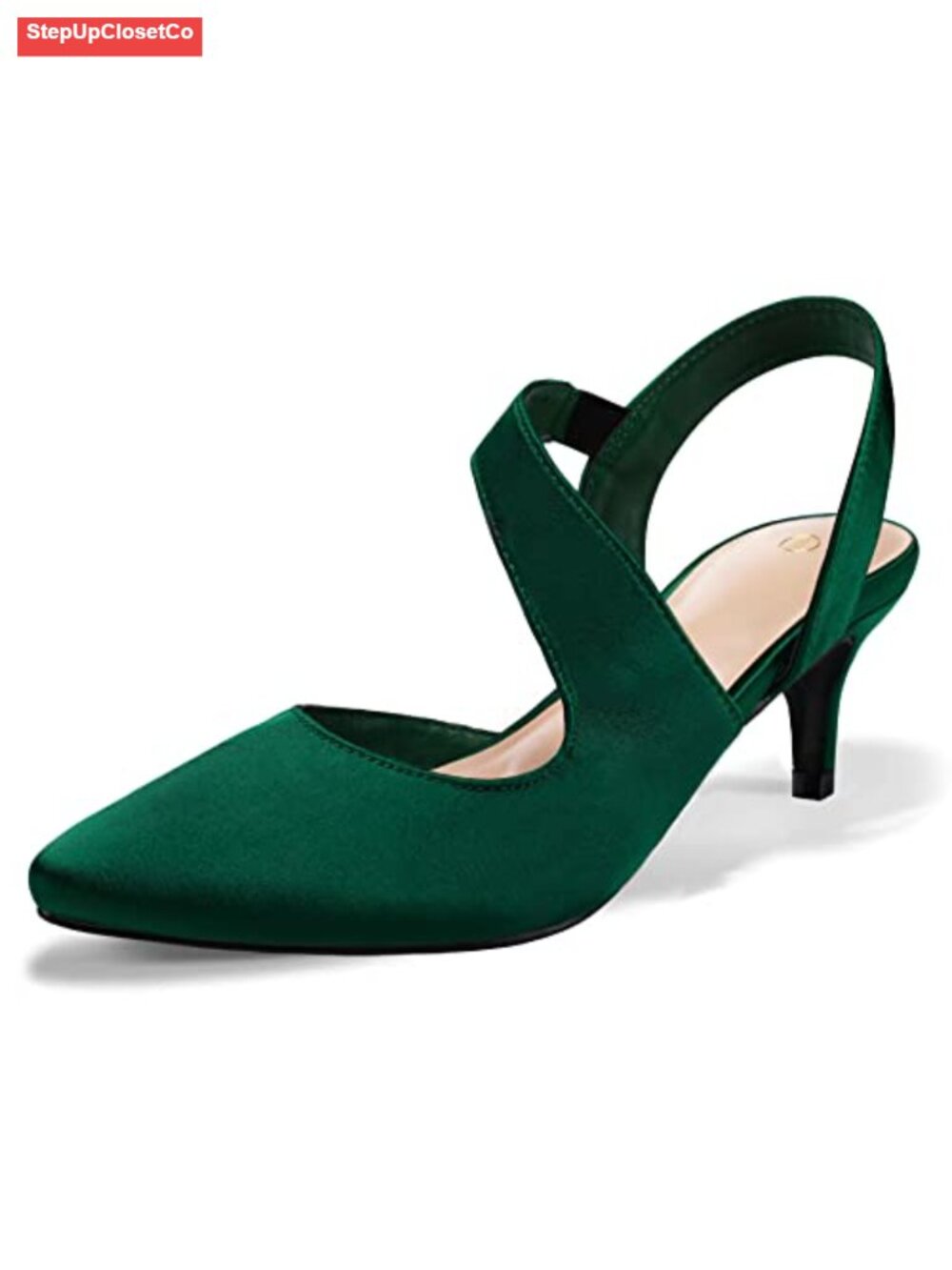 Women's Kitten Heel Slingback Pumps Pointed Toe Slip On Dress Shoes